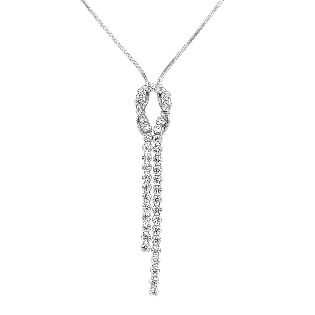 Zilveren slangcollier met Zirkonia