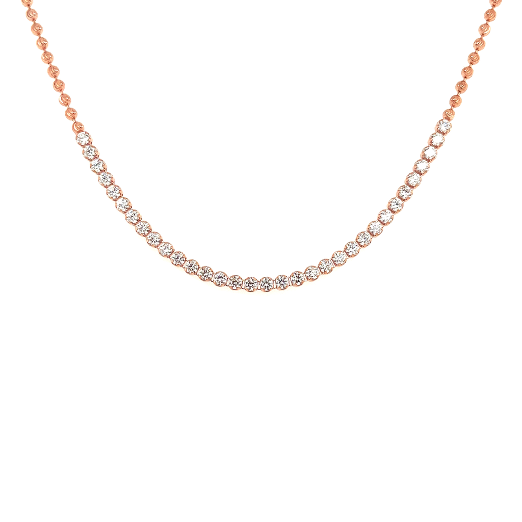 Rosé zilver collier met Zirkonia