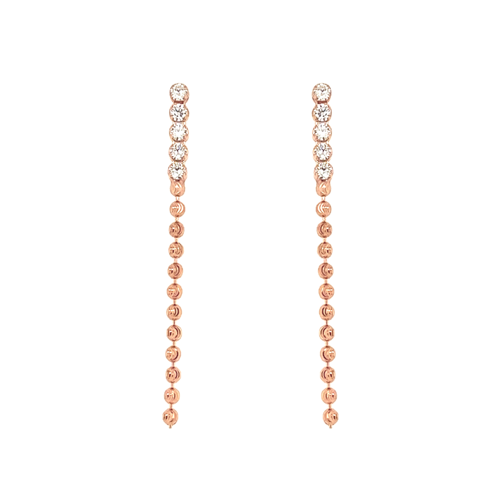 Rosé zilveren oorhangers Fantasie met Zirkonia