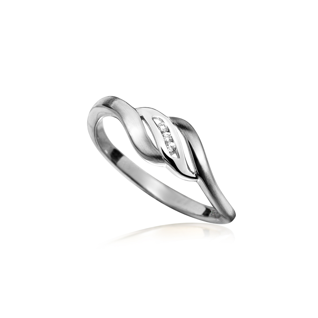 R017 Zilveren ring Fantasie Mat/Glans met Zirkonia stenen maat 18,5