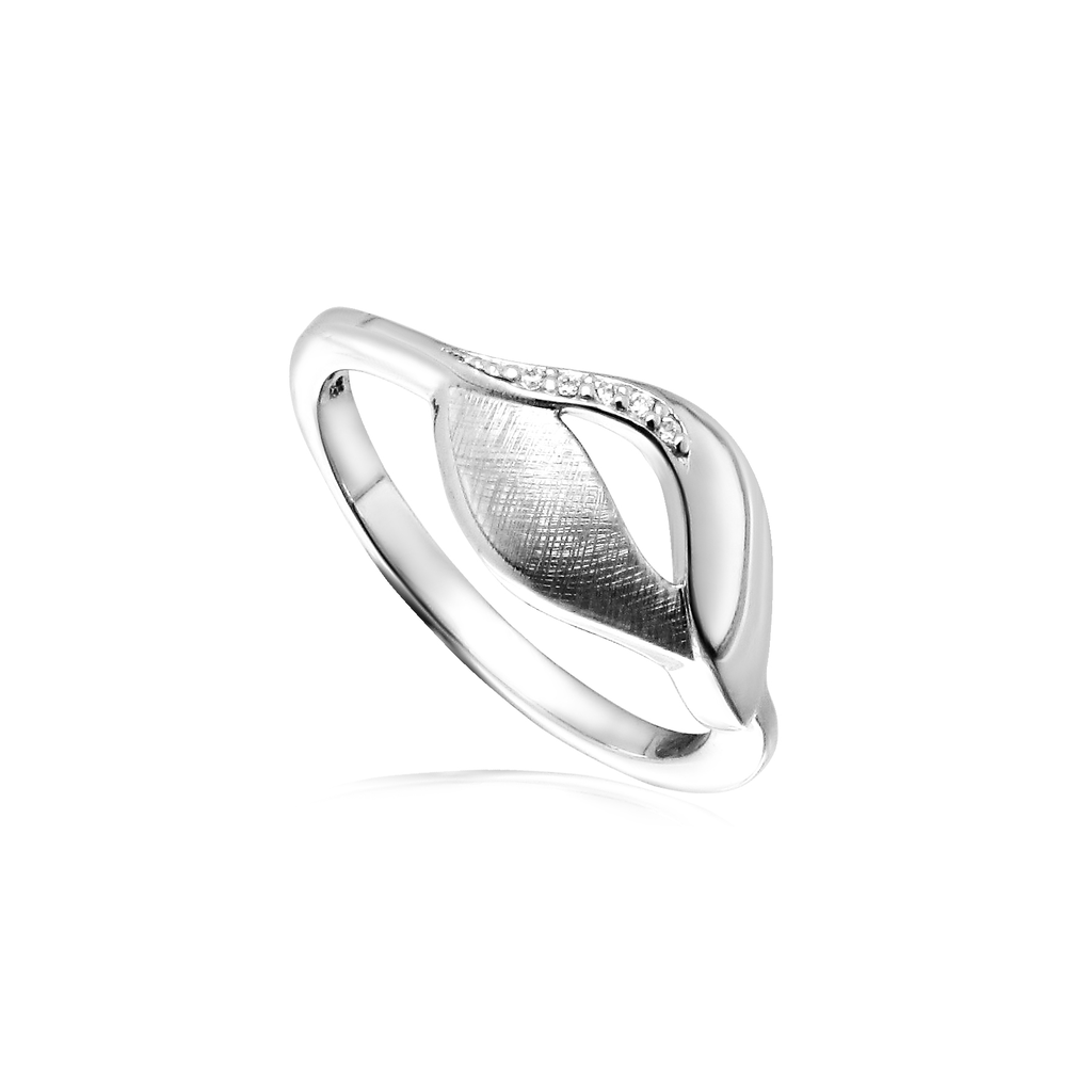 R020 Zilveren ring Fantasie Mat/Glans met Zirkonia stenen maat 18,5