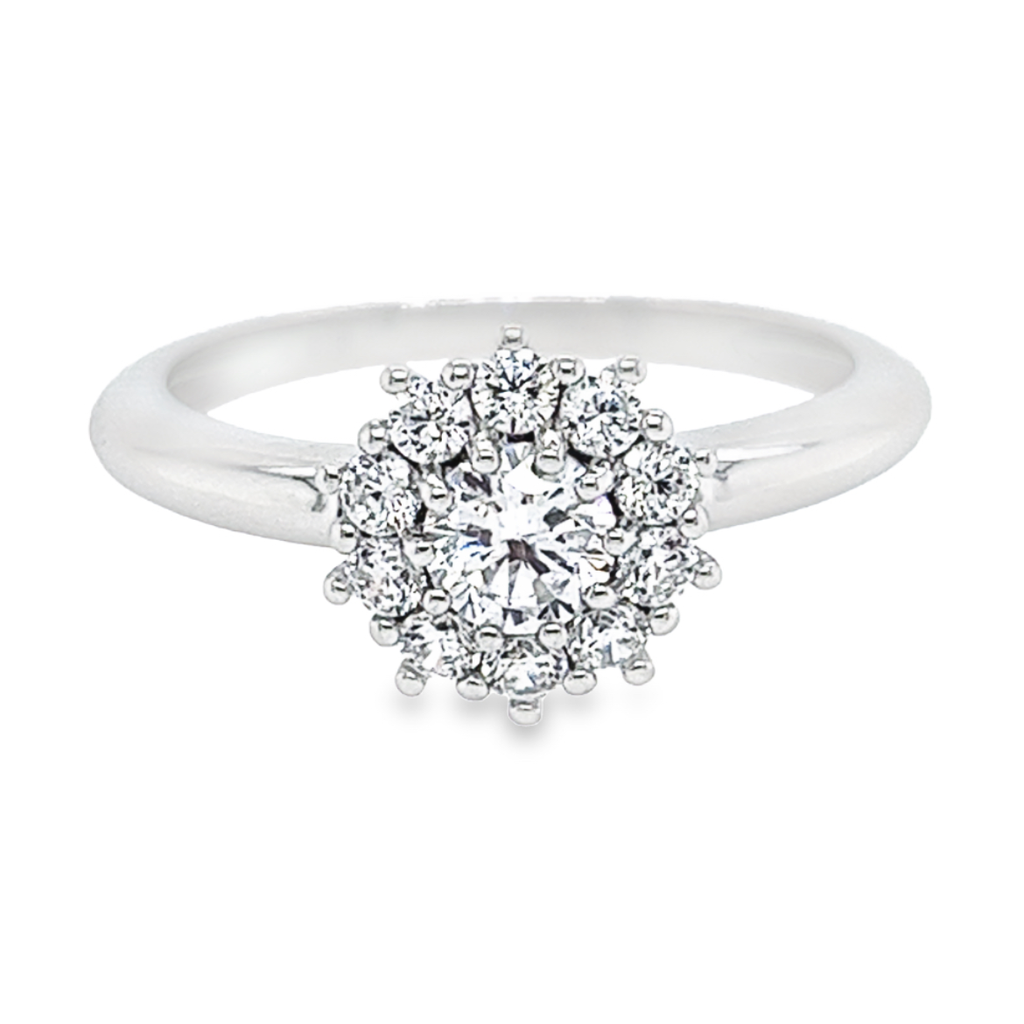 Zilveren ring Rozet met Zirkonia