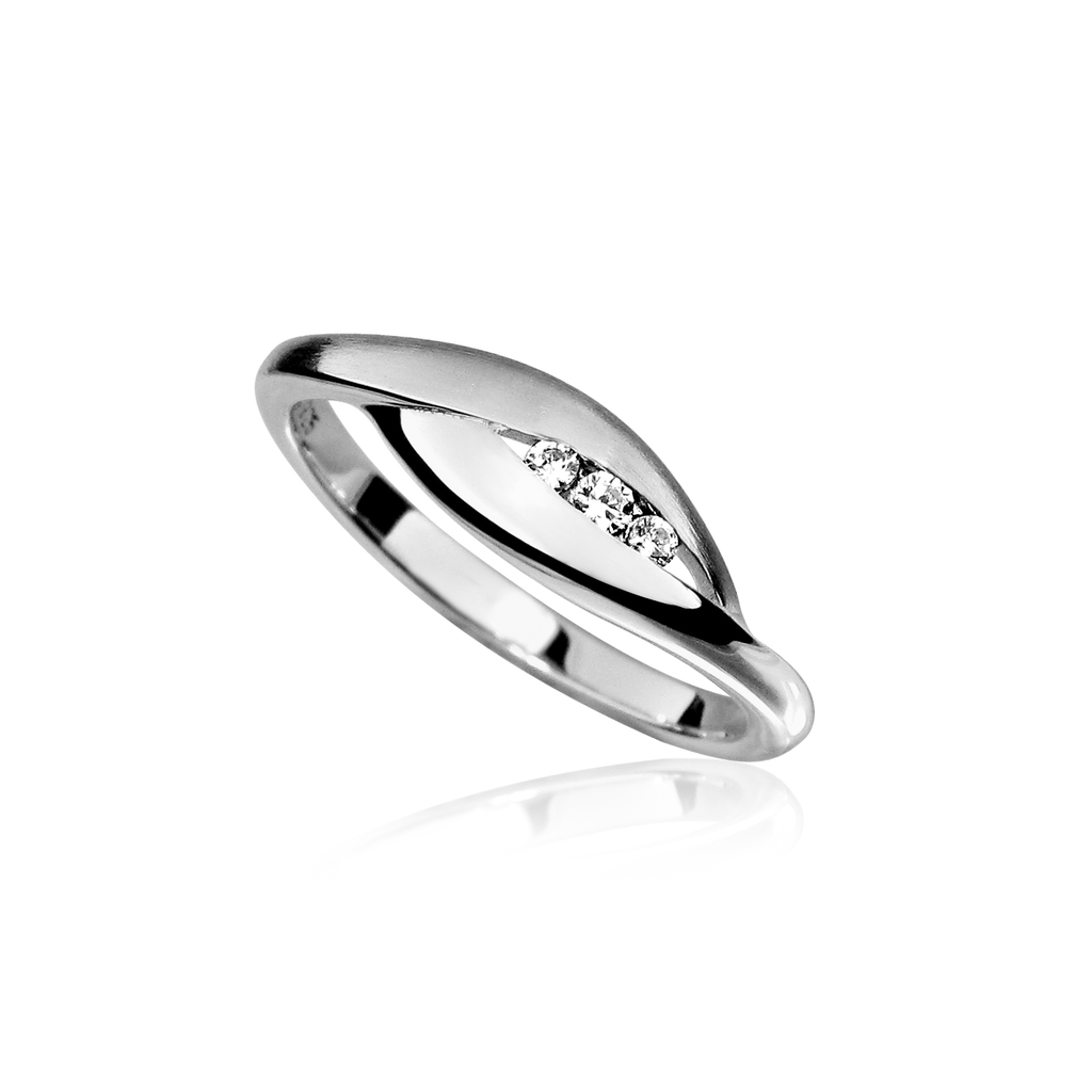 R023 Zilveren ring Fantasie Mat/Glans met Zirkonia stenen maat 18,5