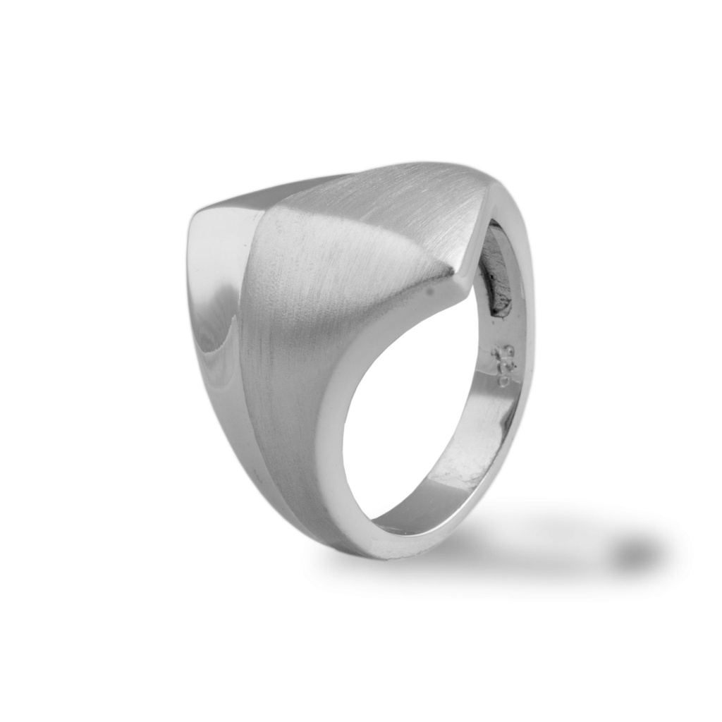 Zilveren ring met mat/glans ring