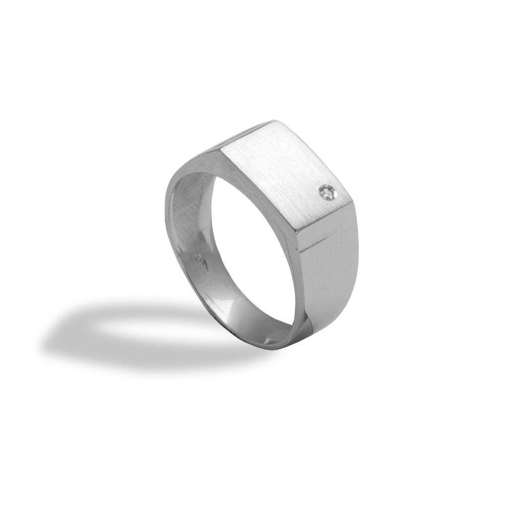 Zilveren monogramring met Zirkonia steen