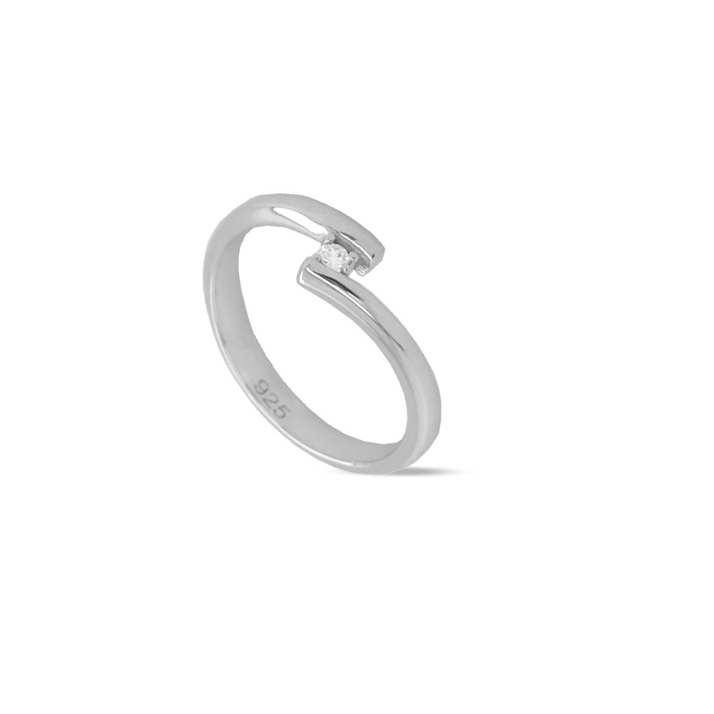 Zilveren ring Fantasie met Zirkonia steen