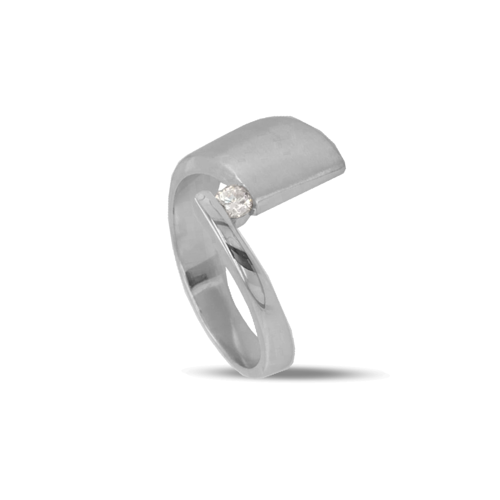 Zilveren ring Fantasie met Zirkonia steen
