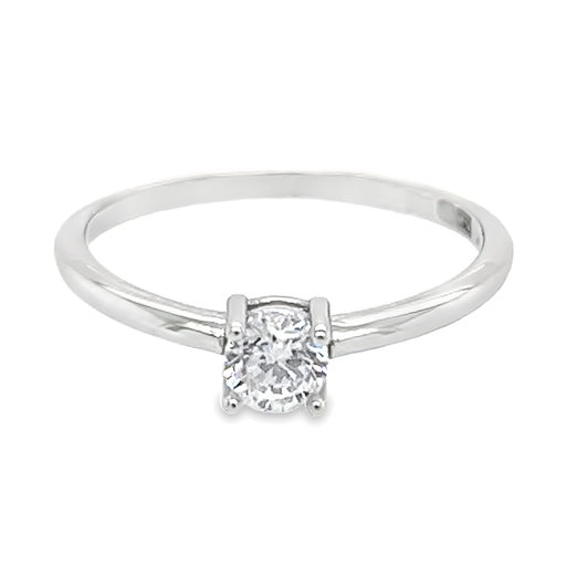 Witgouden ring met 4MM Zirkonia 4-poot