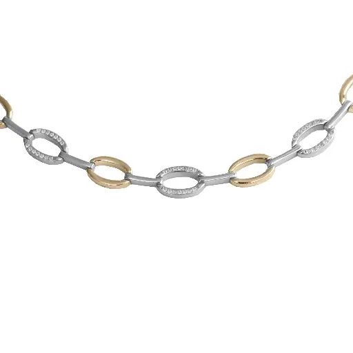 [ZC2253] Bicolor zilveren collier met Zirkonia