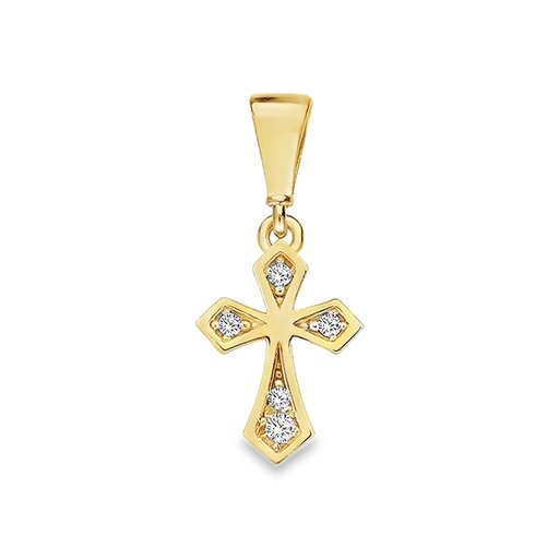 [GH2292] Geelgouden hanger Kruis met zirkonia