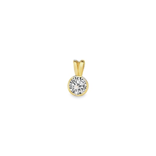 [GH2296] Geelgouden hanger met Zirkonia in ronde zetkast