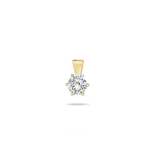 [GH2299] Geelgouden hanger met 5,0mm Zirkonia 6-poot