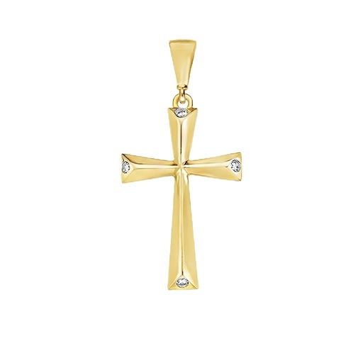 [GH2301] Geelgouden hanger Kruis met zirkonia