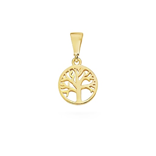 [GH2302] Geelgouden hanger Levensboom 8,5mm rond