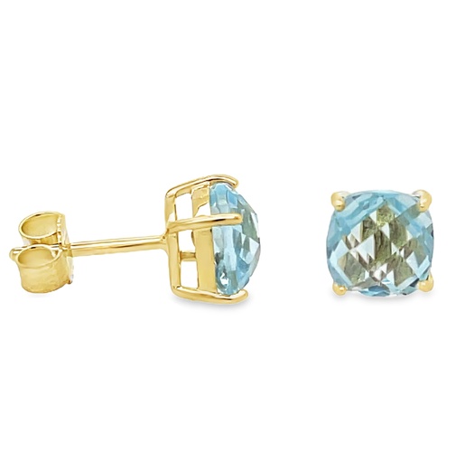 [GOE2317] Geelgouden oorstekers met Topaas 6x6mm