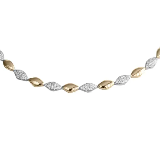 [ZC2369] Bicolor zilveren collier met Zirkonia