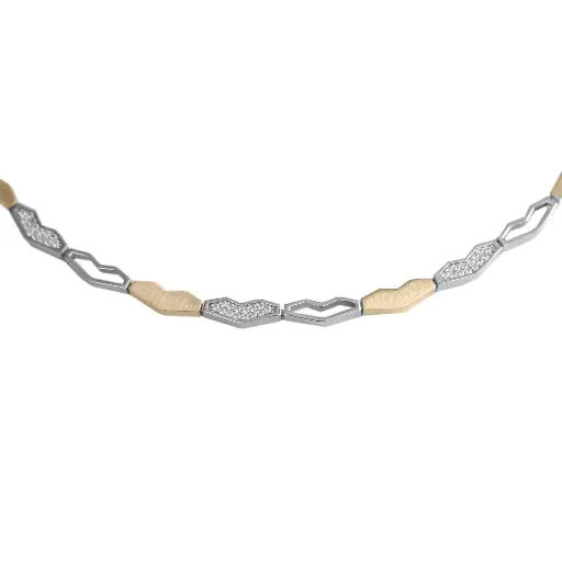 [ZC2370] Bicolor zilveren collier Fantasie met Zirkonia