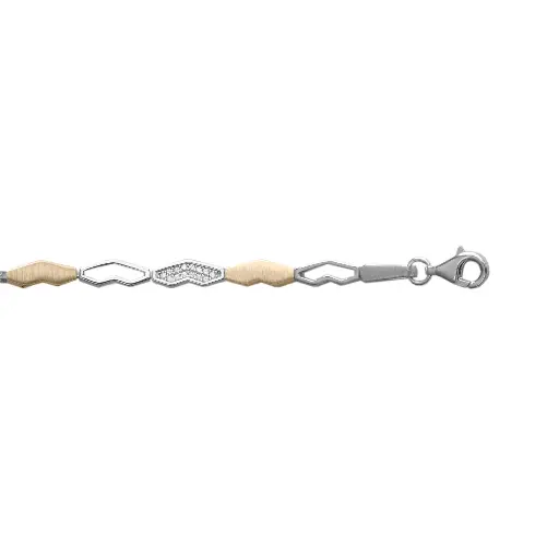 [ZA2370] Bicolor zilveren armband Fantasie met Zirkonia