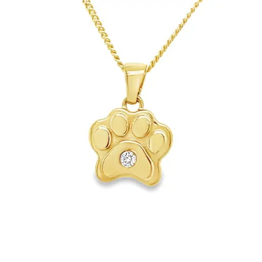 [GHE2427] Geelgouden hanger Dierenpoot met 0,025 karaat diamant