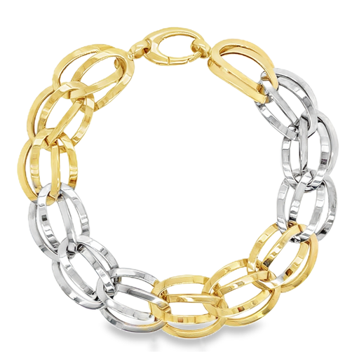 [GA0126] Bicolor gouden armband Fantasie 14mm breed