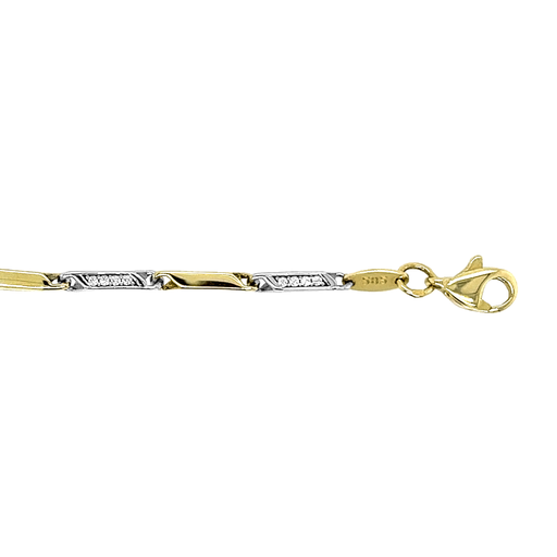 [GA0208] Bicolor gouden armband met Zirkonia 1,9mm breed