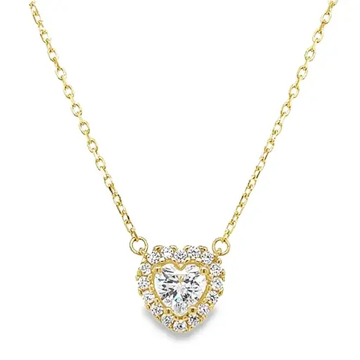 [GC0350] Geelgouden collier met Zirkonia Hart