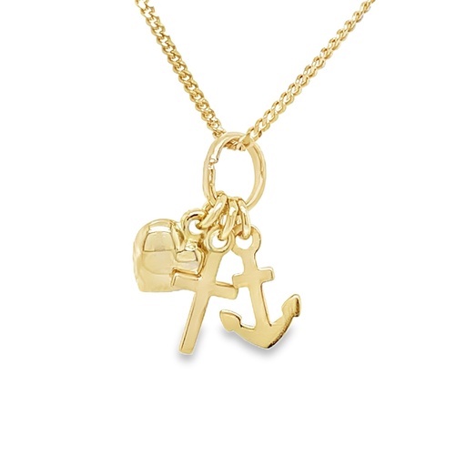 [GH0576] Geelgouden hanger Geloof, Hoop en Liefde
