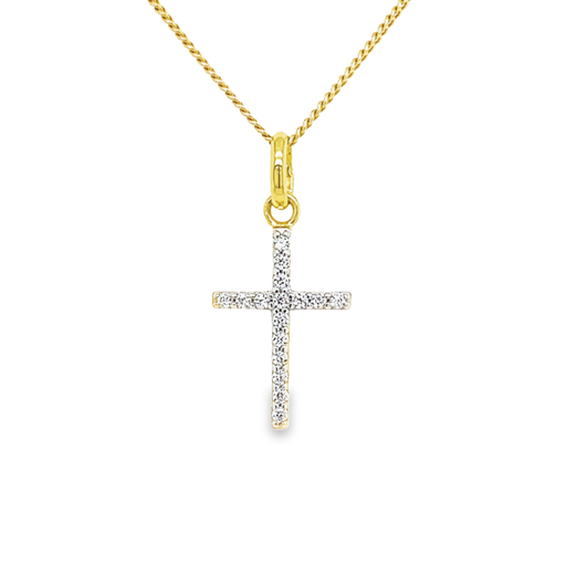 [GH0618] Geelgouden hanger Kruis met Zirkonia