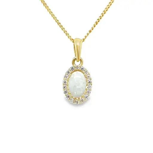 [GH0892] Geelgouden hanger met Opaliet en Zirkonia