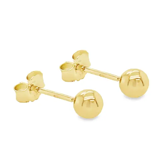 [GO0818] Geelgouden oorknoppen bolletje 4mm