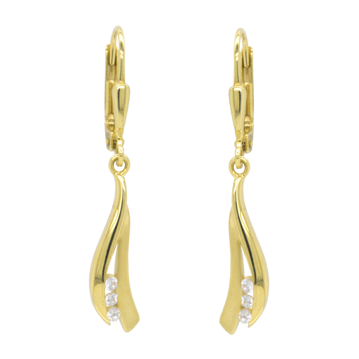 [GOH0794] Geelgouden oorhangers Fantasie met Zirkonia stenen