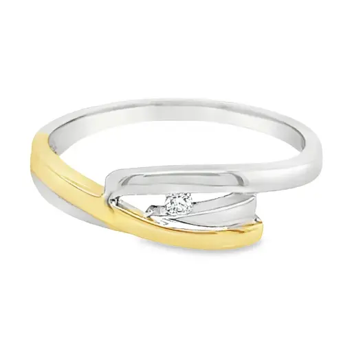Bicolor gouden ring met 0,03 karaat Diamant TW/SI2