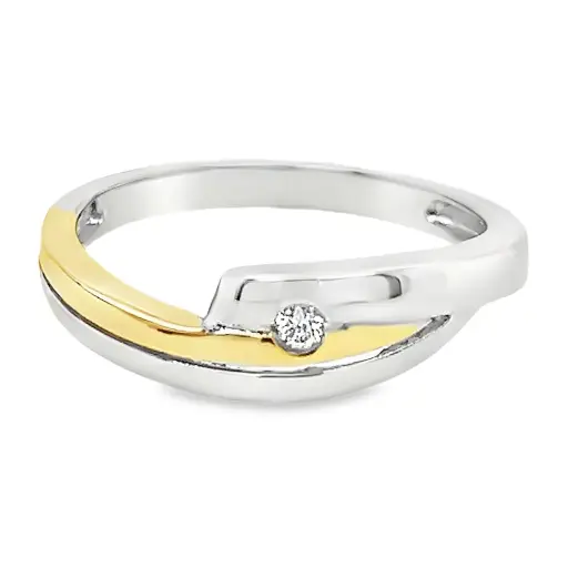 Bicolor gouden ring met diamant 0,03 karaat TW/SI2