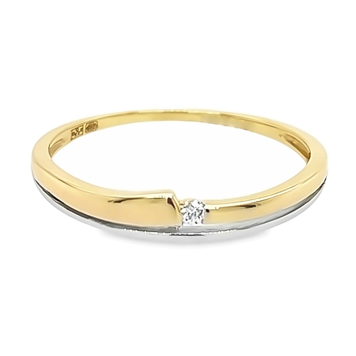 Bicolor gouden ring met diamant 0,02 karaat TW/SI2