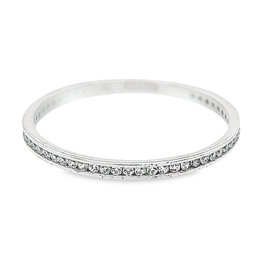 [WR1247-60] Witgouden rij ring met Zirkonia stenen