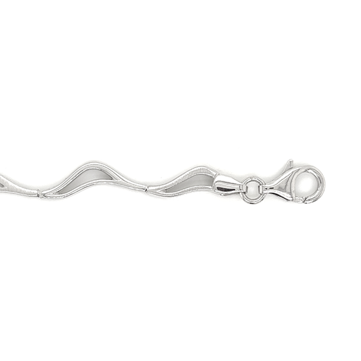 [ZA1719] Zilveren mat/glans schakel armband 19 cm