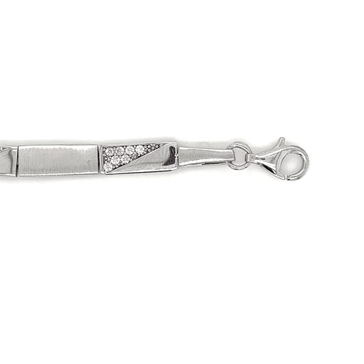 [ZA1725] Zilveren armband mat/glans schakel met Zirkonia
