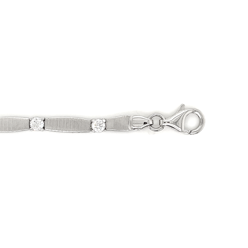 [ZA1735] Zilveren armband met matte schakel en zirkonia's WRSM