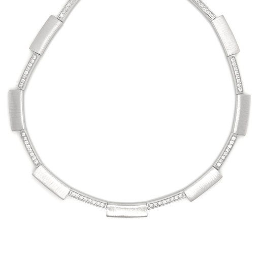 [ZC1765] Zilveren collier Mat/ Glans met Zirkonia