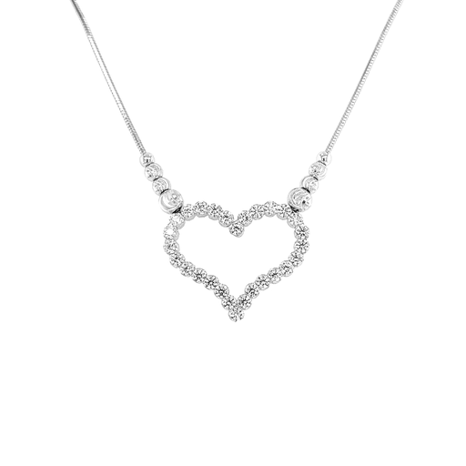 [ZC1801] Zilveren slangcollier met vast Hart