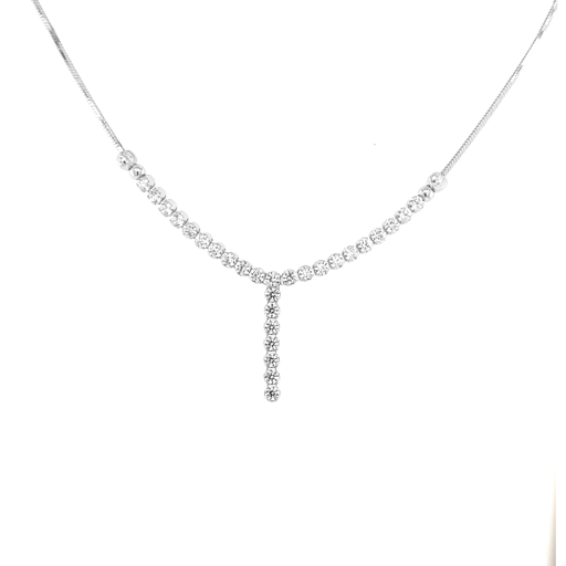[ZC1804] Zilveren slangcollier met Zirkonia