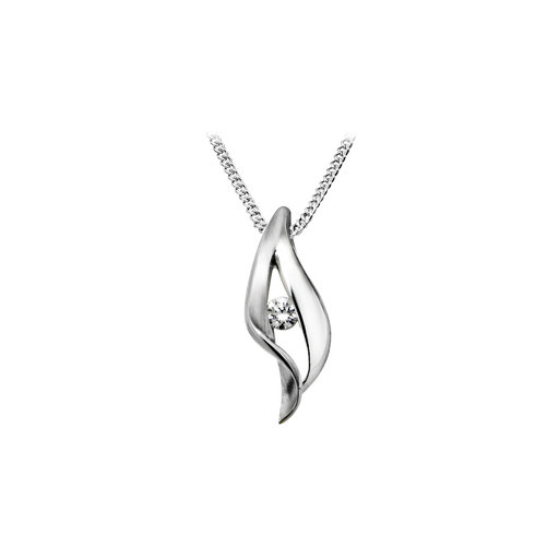 [ZH1623] H018 Zilveren hanger Fantasie Mat/Glans met Zirkonia steen