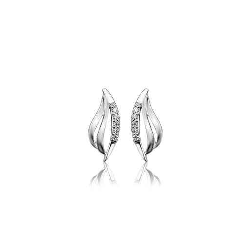 [ZO1621] O016 Zilveren oorstekers Fantasie Mat/Glans met Zirkonia stenen