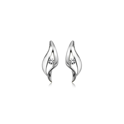 [ZO1623] O018 Zilveren oorstekers Fantasie Mat/Glans met Zirkonia steen