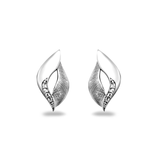 [ZO1625] O020 Zilveren oorstekers Fantasie Mat/Glans met Zirkonia stenen
