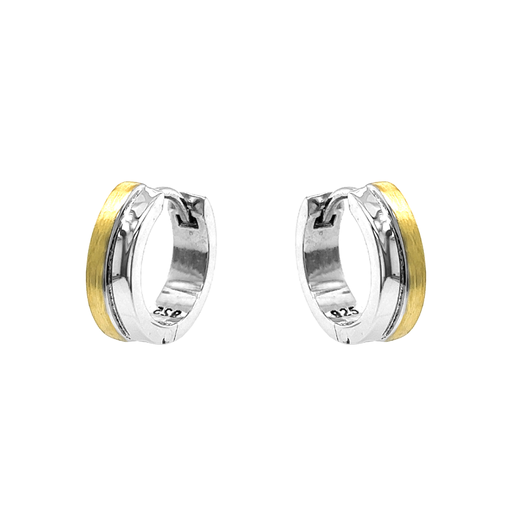 [ZO1974] Zilveren klapoorringen Bicolor 14,7 x 4,5mm