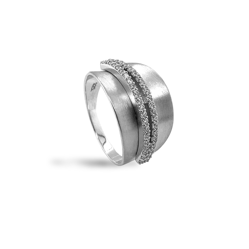 [ZR2023] Zilveren ring Fantasie met Zirkonia stenen